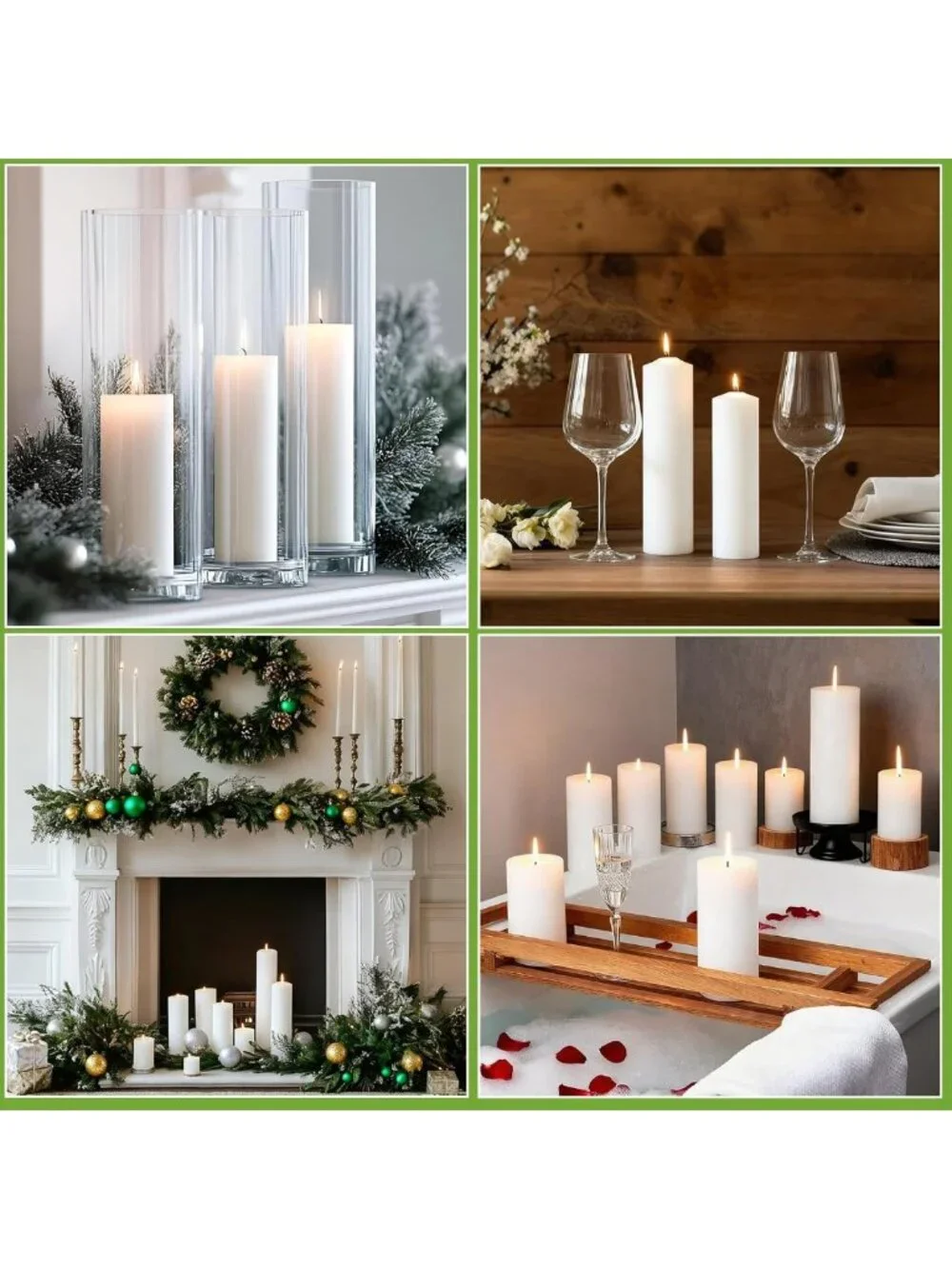 Set of 6 White Pillar Candles, 2.8x8 Inch Unscented, Perfect for Home Decor